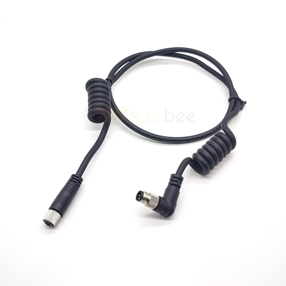 M8 4 pin straight A code female connector pvc pur jacket spiral cable