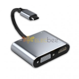 Type-C genişletilmiş yuva USB C'den HDMI/VGA/USB 3.0/PD'ye şarj için uygun Anahtar dönüştürücü