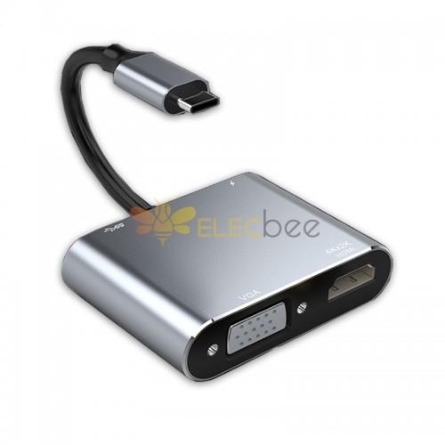 Base extendida tipo C USB C a HDMI/VGA/USB 3.0/PD adecuado para carga Convertidor de interruptor