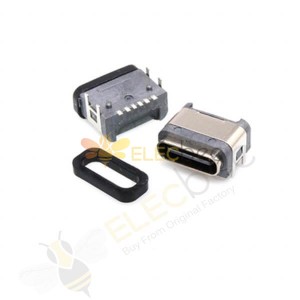 PCB를 위한 방수 반지 SMT를 가진 USB 유형 C 6 Pin 암 커넥터 각진 유형
