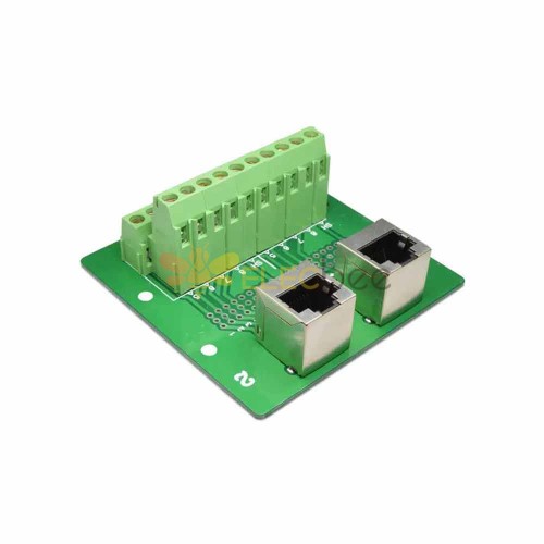 RJ45 Solderless Terminal Block Female to Female Adapter with PCB Module Rack Straight Upward Facing Port Dual Port Without Module Rack
