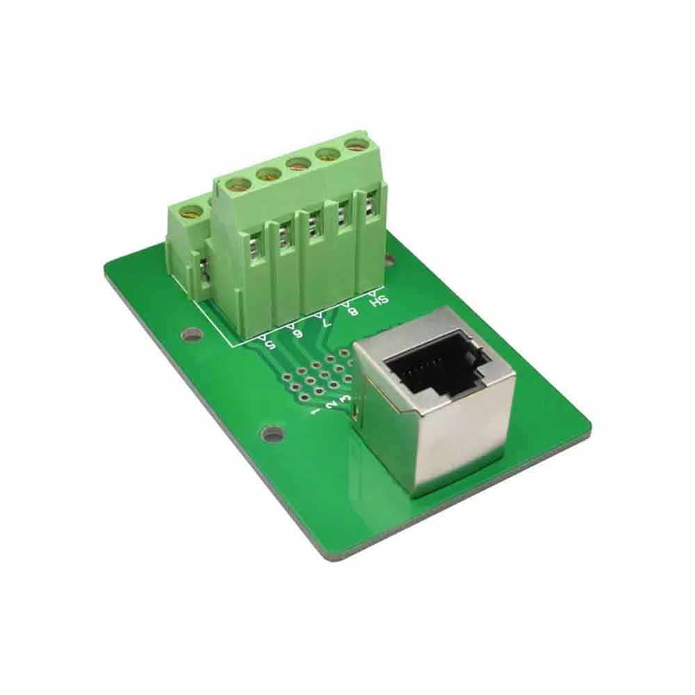 RJ45 Solderless Terminal Block Female to Female Adapter with PCB Module Rack Straight Upward Facing Port Single Port Without Module Rack