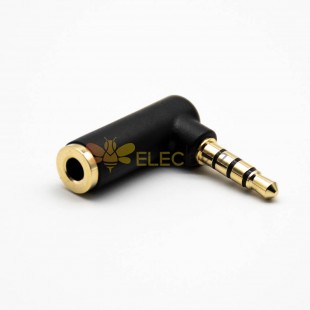 Audio Adapter 4 pole Male to Female 90 Degree Right Angle Headphone Adapter