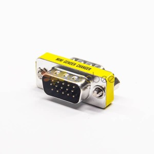15 Pin Gender Changer Masculino para Masculino de Alta Densidade D-Sub Straight Metal VGA