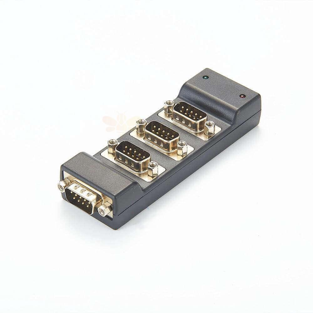 可以使用 3 件 DB9 公連接器和 USB-A 分流器集線器