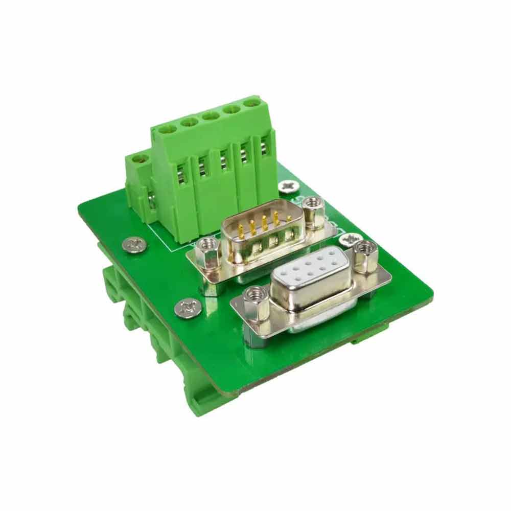 DB9 Double Ended Terminal Block with Solderless Terminal Block Dual Head DP9 Welded Plate Male to Female Relay Adapter Board with DR9 Extension Line Terminal DB9 Double Ended Terminal Block with Simple Bracket