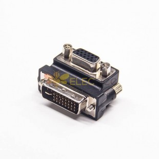 DVI To Vga Adapter 24+5Pin Male DVI To High Density D-Sub Female 15Pin Right Angle Adapter