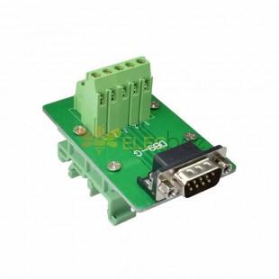 Solderless Terminal Block for DIN Rail Automation  DR9 Pin Serial Relay Board  Right Angle Female Connector with Bracket
