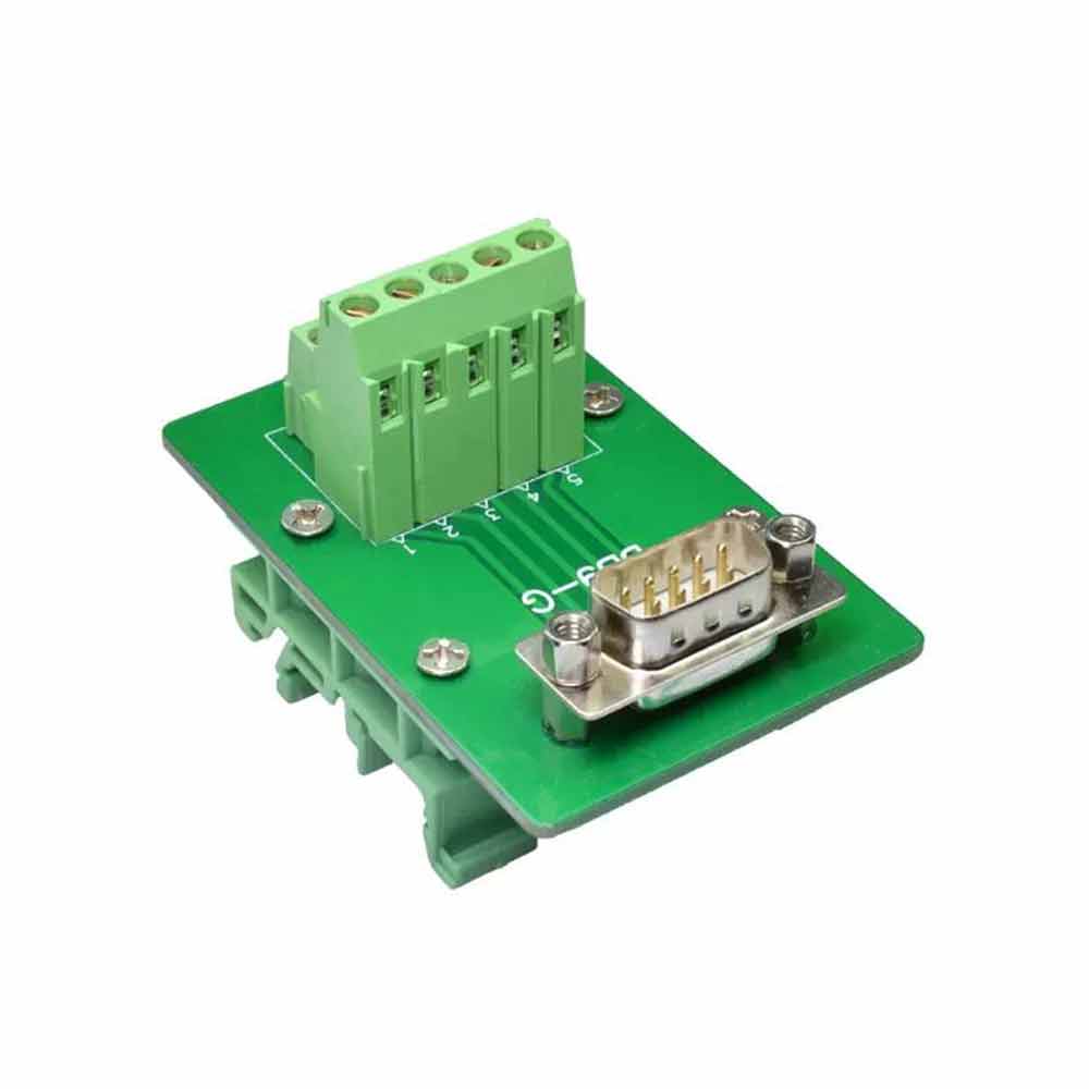 Solderless Terminal Block for DIN Rail Automation  DR9 Pin Serial Relay Board  Straight Female Connector with Bracket