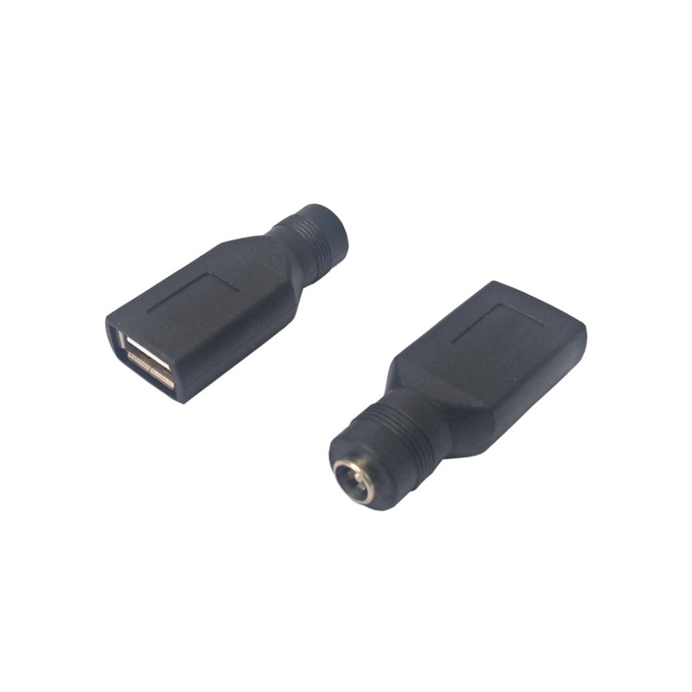 DC5.5x2.1mm母转USB A型母圆孔 USB转DC直流电转换头直式转接头