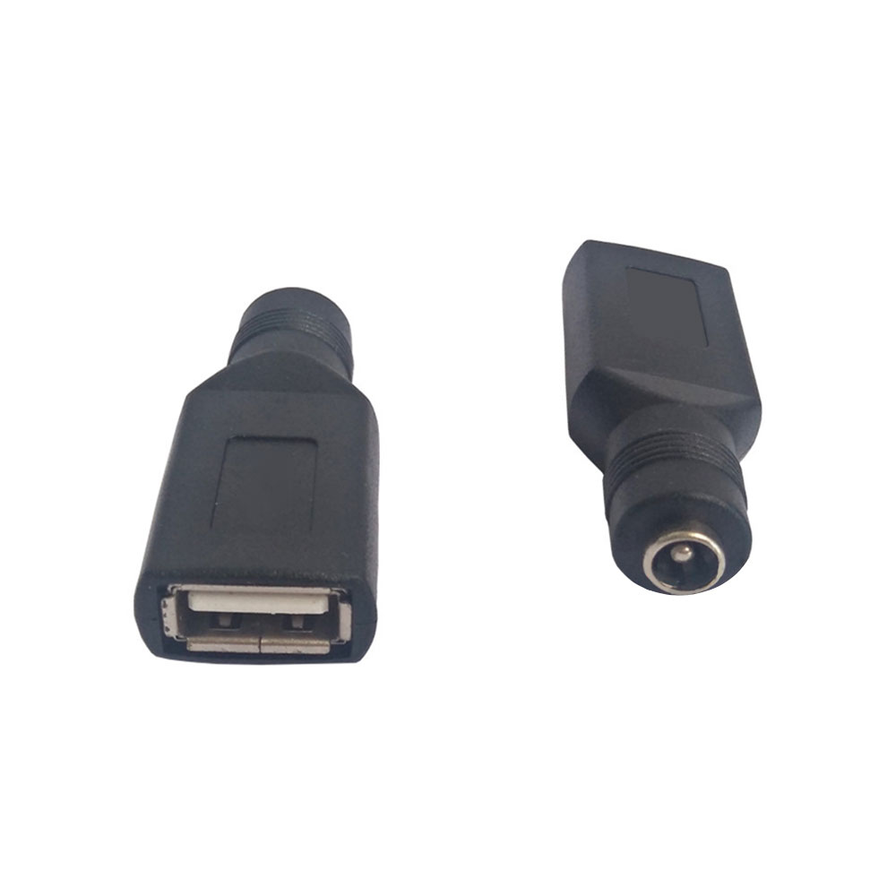 DC5.5x2.1mm母轉USB A型母圓孔 USB轉DC直流電轉換頭直式轉接頭