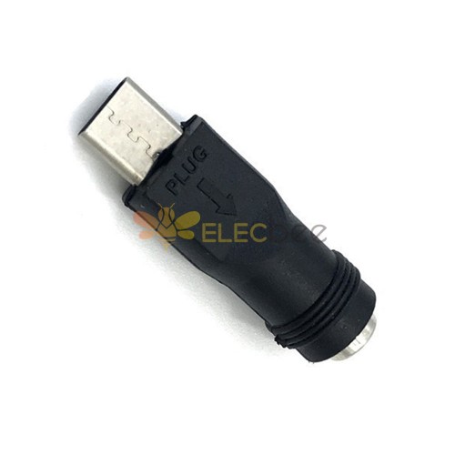 DC Power Connector DC 5.5x2.1mm Jack to Type C Plug Straight Connector Adaptor 5V