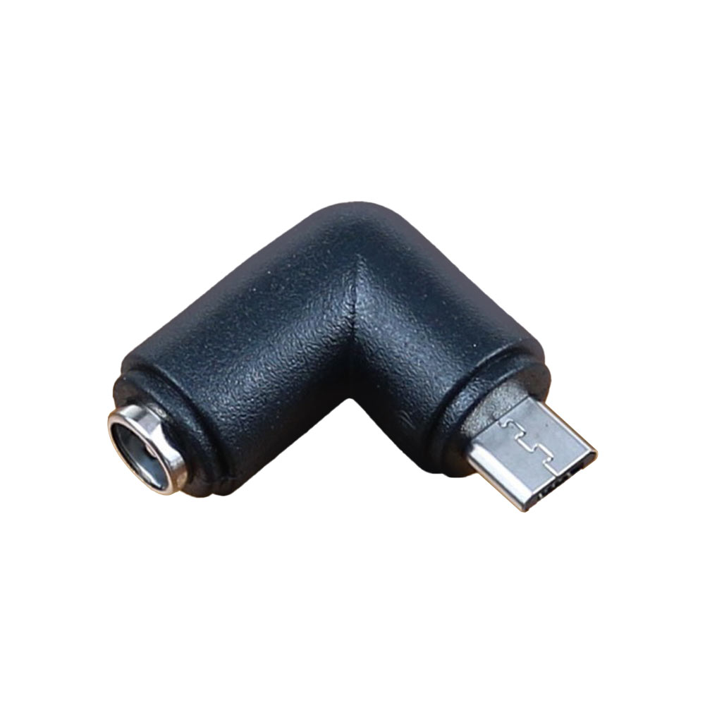 彎式DC連接器DC5.5x2.1mm母轉Micro USB公直流電源插頭轉接器