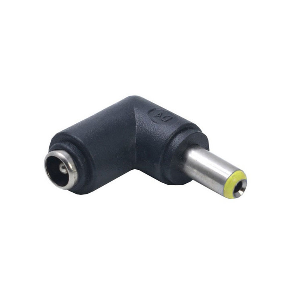 Power Adapter Connector DC 5.5x2.1mm Jack to 5.5x2.1mm Yellow Plug 90 Degrees