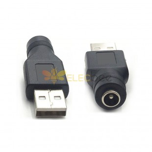 Power Plug Converter DC 5.5x2.1mm Jack to USB 2.0 Plug Right Angle Adapter 5V