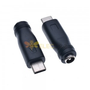 Adaptateur d'alimentation USB vers DC, Jack femelle 5.5x2.1mm vers connecteur mâle de Type C, coupleur droit