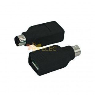USB to PS2 Plug Converter Circular PS2 Jack to USB Type A Jack Straight Keyboard Mouse Adapter Black