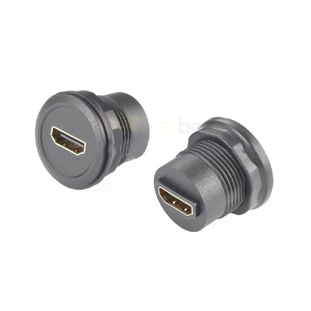 Receptacle HDMI Female to HDMI Female Coupler Round Panel Mount Bulkhead Adapter