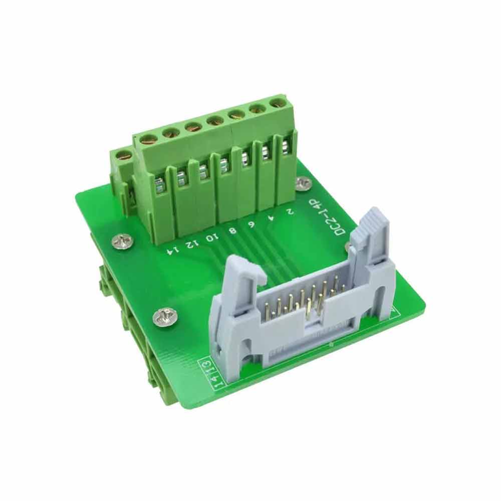 DC2 14P Latched Header Connector Extension Line Terminal 14 Pin Bullhorn Connector with Bracket Terminal Block Relay Extension Board Terminal Block with Simple Bracket