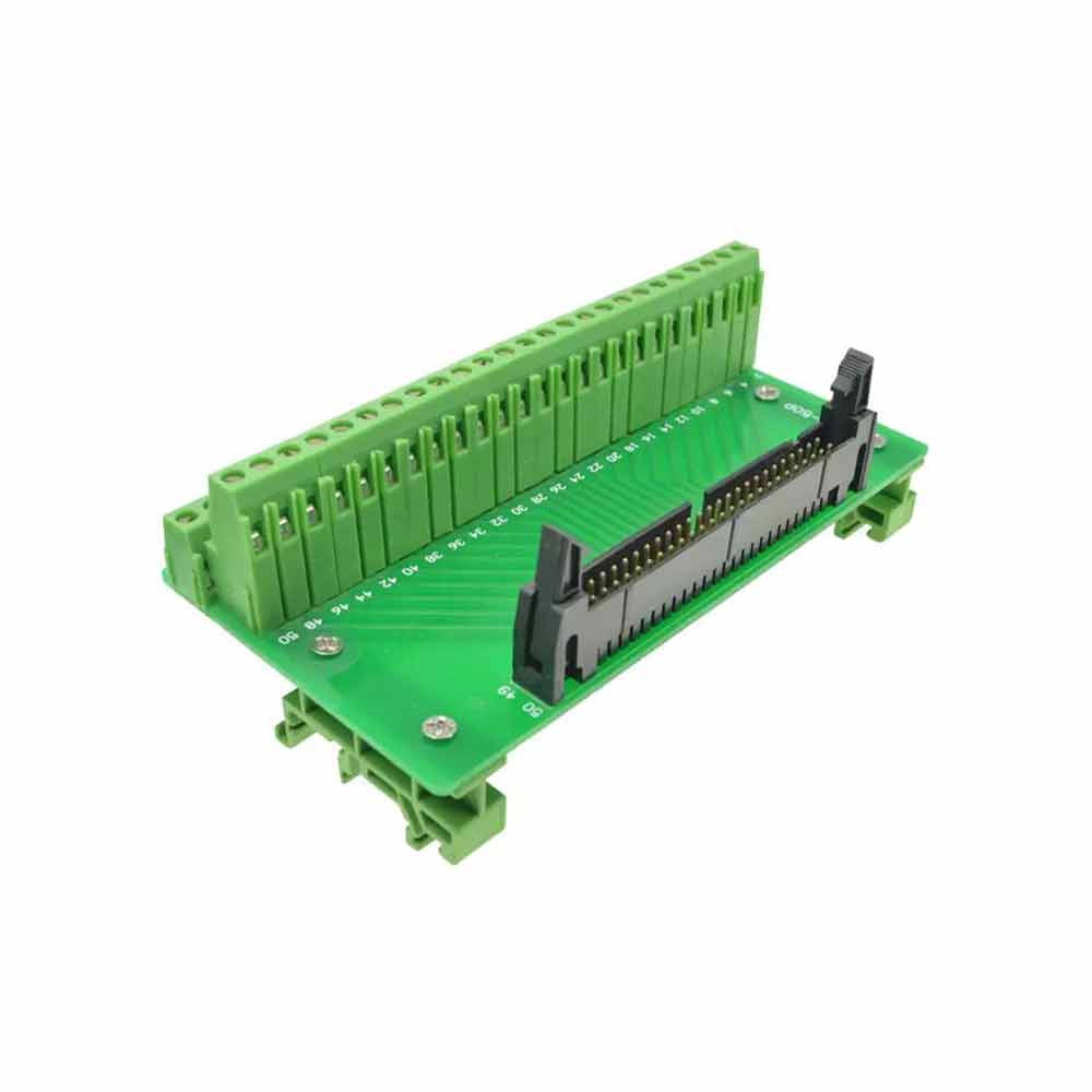 DC2 50P Latched Header Connector Extension Line Terminal PLC Relay Extension Board Solderless 50 Pin Bullhorn Connector Plug Bullhorn Terminal Block with Simple Bracket