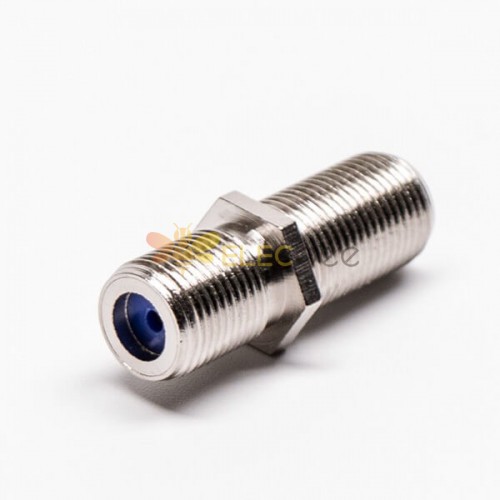 F Female to Female Coaxial Connector Blue Nickel Plaqué