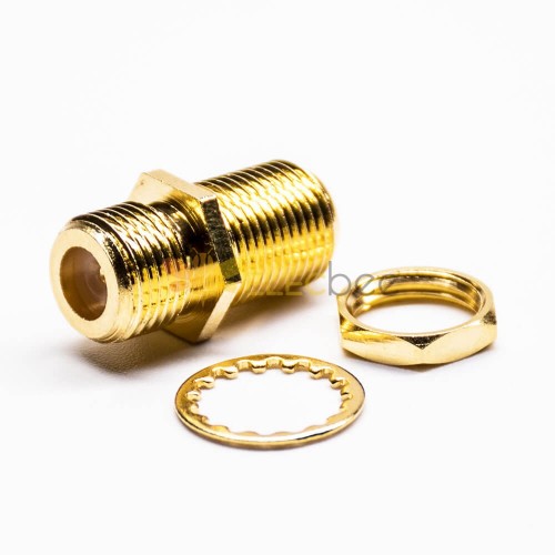 F to F Adapter Female to Female Straight Bulkhead Panel Mount gold plating