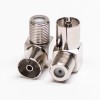 F Type Female to PAL Female Angled Adapter Nickel Plated