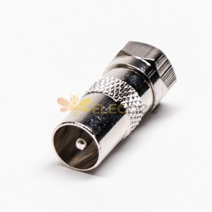 F Type Male to PAL Male Coaxial Connector Straight Nickel Plated