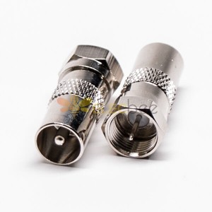 20pcs F Type Male to PAL Male Coaxial Connector Straight Nickel Plated