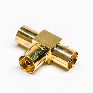 20 piezas adaptador en T PAL conector tipo T chapado en oro hembra a hembra