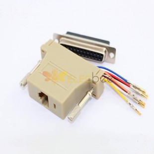 DB25 to RJ45 Adapter Modular Female to Female 8P8C Network Ethernet Connector Coupler