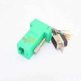 DB9 Female to RJ45 Female 8P8C Revolving Assembly Adapter Green Color for Computer
