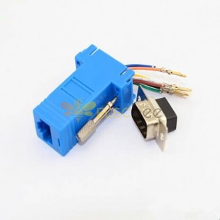 DB9 Female to RJ45 Female F/F RS232 Modular Adapter Connector Convertor Extender Blue Color