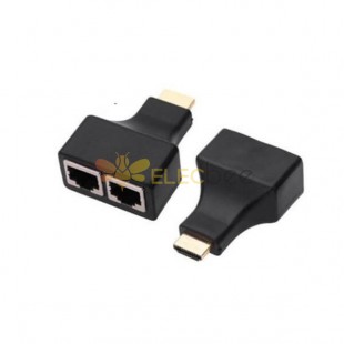 HDMI To RJ45 Dual Ports Network Cable Extender Over by Cat5e/Cat6 Cables 1080p For HDTV HDPC PS3 STB 30m