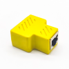 3 way RJ45 Splitter 1 To 2 LAN Ethernet Network Cable Extender Adapter Connector hembra to female Yellow