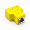 3 Way RJ45 Splitter 1 To 2 LAN Ethernet Network Cable Extender Adapter Connector Female to Female Yellow