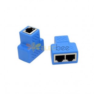RJ45 1 sur 2 sur Convertisseur STP UTP Cat6 8P8C Femme à Femelle Splitter Network Ethernet Switcher Adaptateur Connecteur Blue