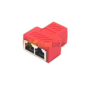 RJ45 Splitter Adaptörü 1-2 Kadın Dan Kadın Port CAT5/CAT6 LAN Ethernet Soket Premium Coupler Kırmızı