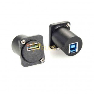 Panel Mounted USB 3.0 Socket Type A to B Straight Adapter Connector High-Speed Data Transfer Solution