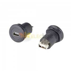 Round Panel Mount Mini USB Female Jack to Type A Jack Connector USB Adapter