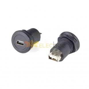 USB转接头面板安装Mini USB母插孔对Type A插孔连接器适配器