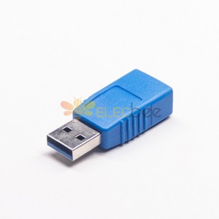 USB A轉接頭USB 3.0 A公轉母藍色直式轉接頭