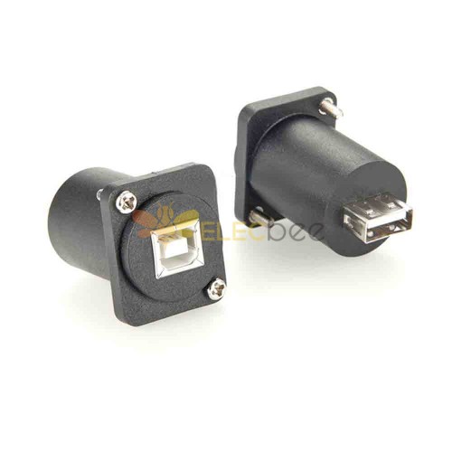 Adaptador reto de montagem em painel USB A Jack para B Jack Conectividade USB simplificada