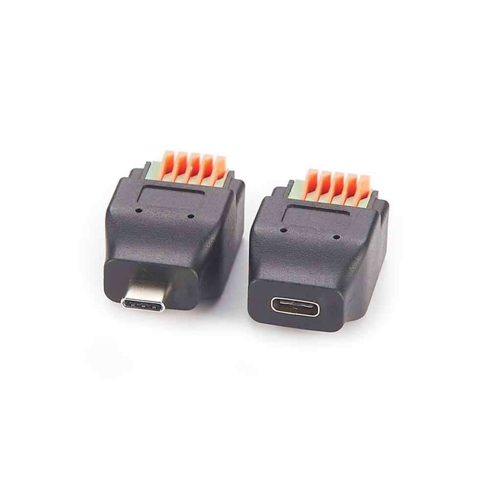 Bornier de connecteur USB Type C à 5 broches, Terminal droit à Type C 5 broches, mâle droit
