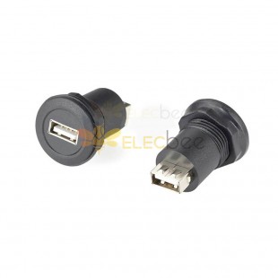 USB Type A Plug to A Socket Receptacle Adapter with M22 Thread Bulkhead Rear Side Nut