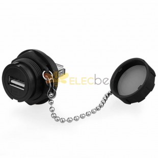 IP67 USB 2.0 Type A Connectors Female to Female Adapter with metal chain Dust Cover