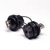 Waterproof USB 2.0 Connectors Type A Female to Female Panel Lock IP67 Waterproof Adapter with Dust Cover