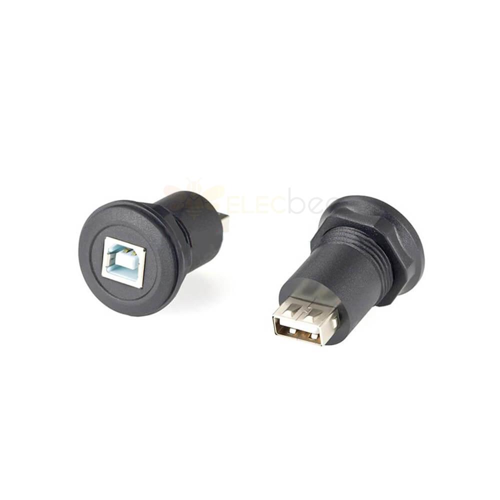 Adaptador USB 2.0 Receptáculo USB B a Receptáculo USB A Conector de montaje en panel