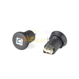 USB 2.0 Adapter USB B Receptacle To USB A Receptacle Panel Mount Connector