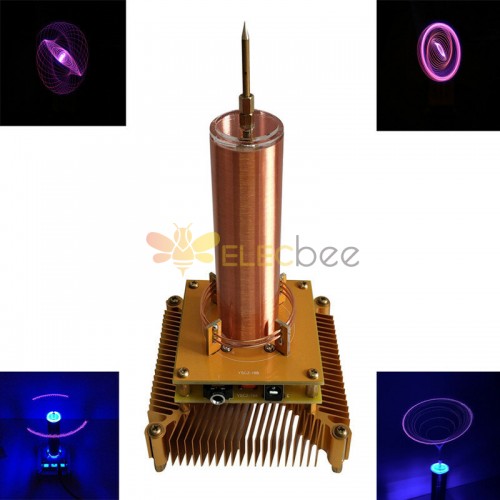 Music Tesla Coil Acrylic Shell Arc Plasma Speaker Wireless Transmission Experimental Desktop Toy Model Gold